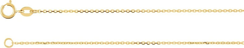 1 mm 14k Yellow Gold Diamond Cut Cable Chain, 16-18"