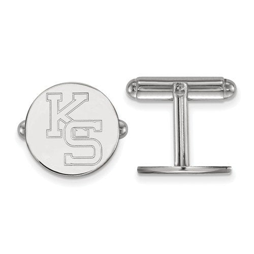 Rhodium-Plated Sterling Silver Kansas State University Cuff Links, 15MM