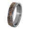 Deer Antler, Oak Wood Pinstripe 9mm Comfort-Fit Titanium Wedding Band, Size 10.25