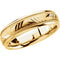 14k Yellow Gold Diamond-Cut Leaf Pattern 6mm Comfort-Fit Band, Size 14