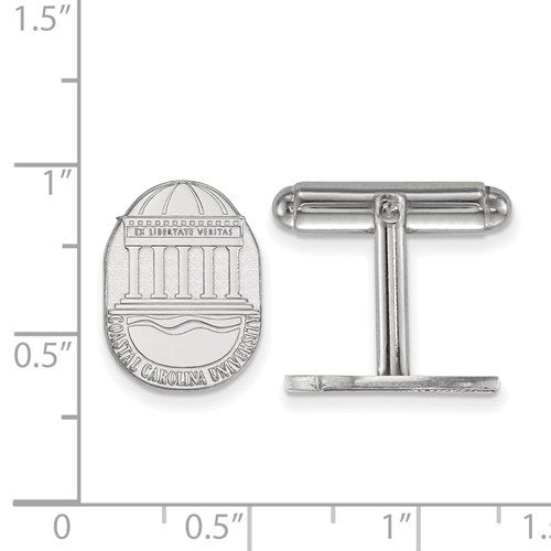 Rhodium-Plated Sterling Silver Coastal Carolina University Crest Cuff Links, 16X11MM