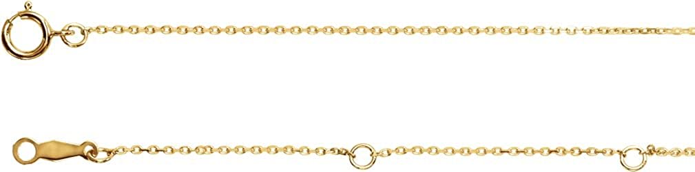 1 mm 14k Yellow Gold Diamond Cut Cable Chain, 16-18"