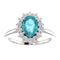 Aquamarine and Diamond Halo 14k White OR Yellow Gold Ring, Size 7