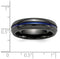 Anodized Collection Black Titanium Blue Anodized Center Grooved 6mm Comfort-Fit Band, Size 6.5