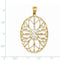 Rhodium-Plated 14k Yellow Gold Floral Medallion Pendant (50X30MM)