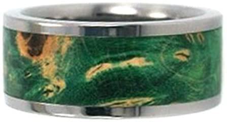 Dark Green Burl 10mm Comfort Fit Interchangeable Titanium Band, Size 5.25