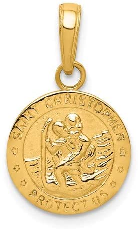 14k Yellow Gold Saint Christopher Medal Pendant (20X12 MM)