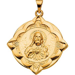 14k Yellow Gold Sacred Heart Medal (31x31 MM)