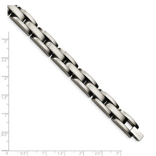 Men's Brushed Stainless Steel 9mm Link Bracelet, 8"