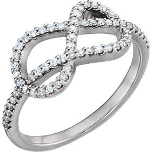 Platinum Diamond Knot Ring (1/3 Ctw, Color G-H, Clarity SI2-SI3), Size 6