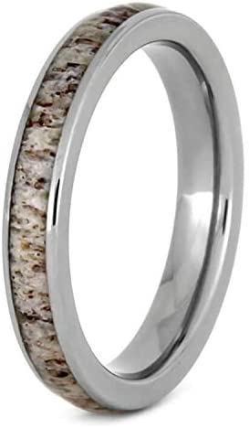 Deer Antler 3mm Titanium Comfort-Fit Wedding Band, Size 8.5