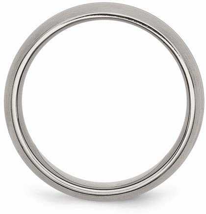 Brushed Satin Titanium Grooved 8mm Comfort-Fit Dome Band, Size 10.5