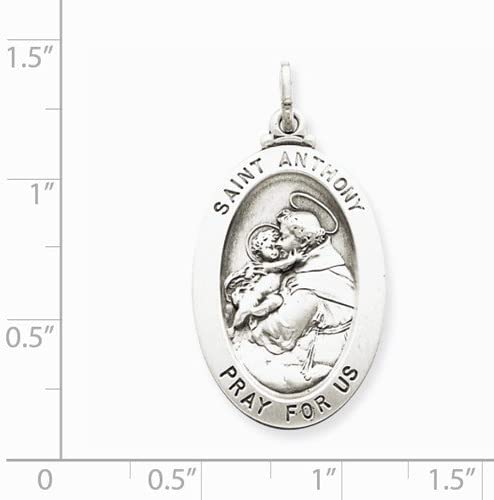 Sterling Silver Antiqued Saint Anthony Medal (35x20MM)