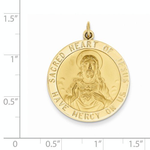 14k Yellow Gold Sacred Heart of Jesus Medal Pendant (33X25MM)