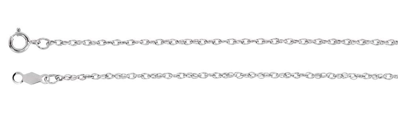 14k White Gold 1.25mm Rope Chain, 16"