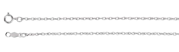 14k White Gold 1.25mm Rope Chain, 16"