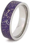 The Men's Jewelry Store (Unisex Jewelry) Purple Stardust with Meteorite and 14k Yellow Gold 7mm Comfort-Fit Titanium Ring, Size 7.5