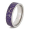 The Men's Jewelry Store (Unisex Jewelry) Purple Stardust with Meteorite and 14k Yellow Gold 7mm Comfort-Fit Titanium Ring