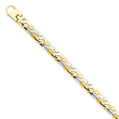 Men's Two-Tone 14k Yellow and White Gold 8.35mm Link Bracelet, 9"