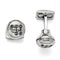 Stainless Steel Polished Stick Shift Design Enameled Round Cuff Links