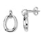 Diamond Oval Hoop Earrings, Rhodium Plated Sterling Silver