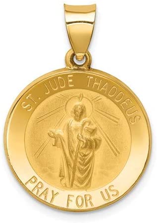 14k Yellow Gold St. Jude Thaddeus Medal Pendant (22X19 MM)