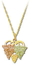 Heart Leaves and Grapes Necklace, 10k Yellow Gold, 12k Green and Rose Gold Black Hills Gold Motif, 18''