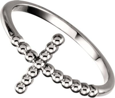 Granulated Sideways Cross Continuum Sterling Silver Ring