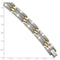 Men's Brushed and Polished Stainless Steel Yellow Gold IP CZ Link Bracelet, 8.75"