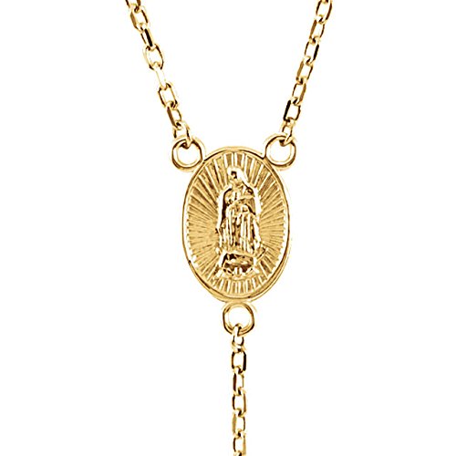 14k Yellow Gold Rosary Beads Necklace with 14k Trigold Beads