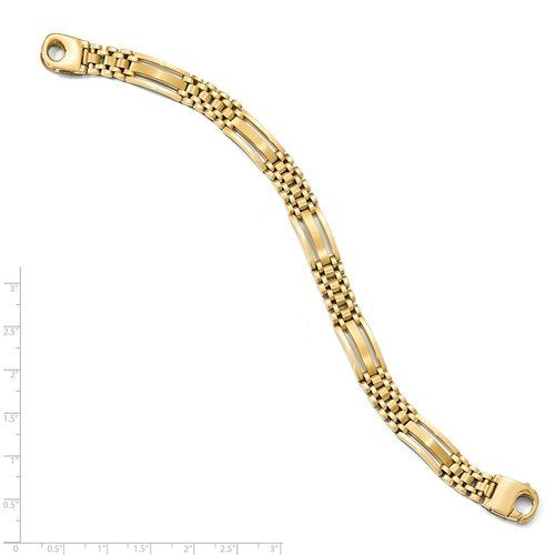 Men's Polished and Satin 14k Yellow Gold 9.25mm Hollow Link Bracelet, 8.5"