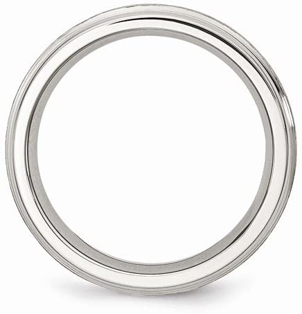 Stainless Steel 6mm Matte and Polished Comfort-Fit Band, Size 10