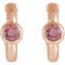 Pink Tourmaline J-Hoop Earrings, 14k Rose Gold