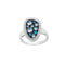 Blue Spinel, CZ Halo Rhodium Plated Sterling Silver Ring,