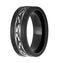 Men's Titanium, Black Carbon Fiber Tribal Design 8mm Comfort-Fit Band, Size 10