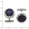 Stainless Steel Blue Cat's Eye Textured Round Cuff Links