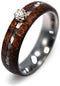 Diamond, Mother of Pearl, Honduran Rosewood Titanium 6.5mm Comfort-Fit Promise Ring, Size 8.25