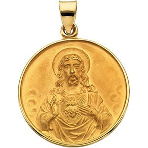 18k Yellow Gold Sacred Heart Medal (24.5 MM)