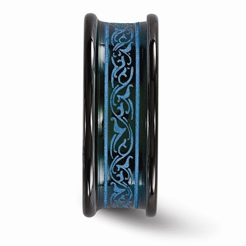 Rain Collection Black Ti Anodized Teal 8mm Concave Band