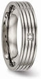 Titanium Grooved Recess-Set CZ Comfort-Fit 5mm Flat Comfort-Fit Band, Size 7.5