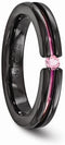 Radiance Collection Black Titanium Pink Sapphire Anodized Grooved 4mm Band, Size 9