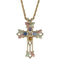 Amethyst, Sapphire, Aquamarine and Citrine Pointed Cross Pendant Necklace, 10k Yellow Gold, 12k Green and Rose Gold Black Hills Gold Motif, 18"