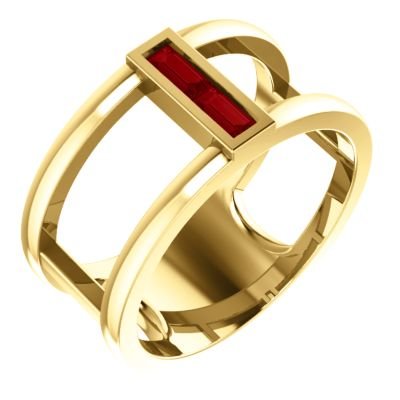 Ruby Baguette Negative Space Ring, 14k Yellow Gold