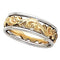 6.5mm 14k Yellow and White Gold Two-Tone Hand-Engraved Band, Size 7