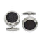 Stainless Steel Polished Black Carbon Fiber Inlay Round Cuff Links, 21.21MMX16.85MM