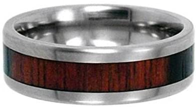 The Men's Jewelry Store (Unisex Jewelry) Macassar Ebony Wood Inlay 8mm Comfort Fit Titanium Wedding Band, Size 12.75