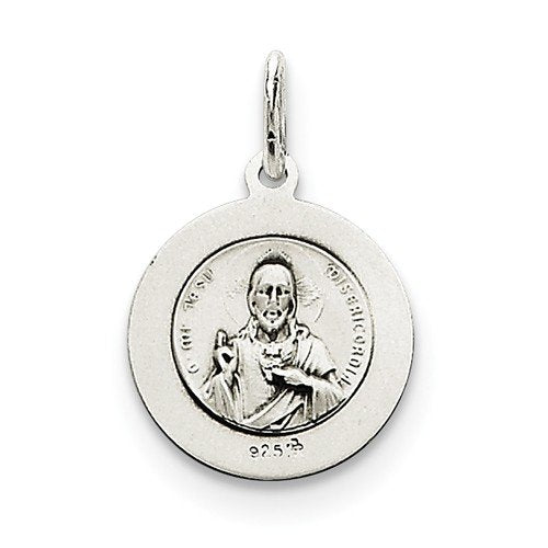 Sterling Silver Queen Of The Holy Scapular Medal Charm Pendant (22X12 MM)