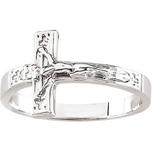 Men's Crucifix Chastity Ring, 14k White Gold 15.25mm, Size 10