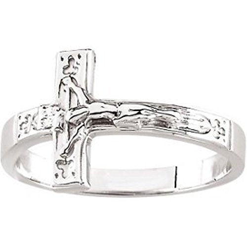 Women's Crucifix Chastity Ring, 14k White Gold 15.25mm, Size 4