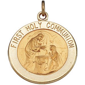 14k Yellow Gold First Communion Medal (18 MM)